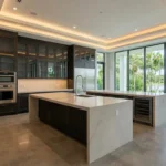 Kitchen dark kitchen by the lake