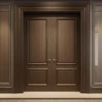 Double interior doors enhancing scale and symmetry in a luxury home