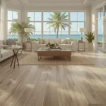 Luxury vinyl plank flooring in a coastal Florida residence with light oak tones