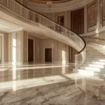 Luxury marble flooring in a grand residential entryway with elegant architectural details