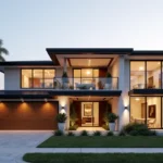 Modern residential exterior with hurricane impact windows and doors designed for storm protection and energy efficiency in Florida Climate
