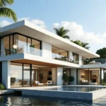 Modern residential exterior with hurricane impact windows and doors designed for storm protection and energy efficiency.