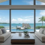 Picture impact windows showcasing unobstructed waterfront views in a luxury home