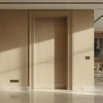 Pocket door creating a clean transition between living and dining spaces