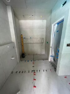 bath installation walls with niche and led lights