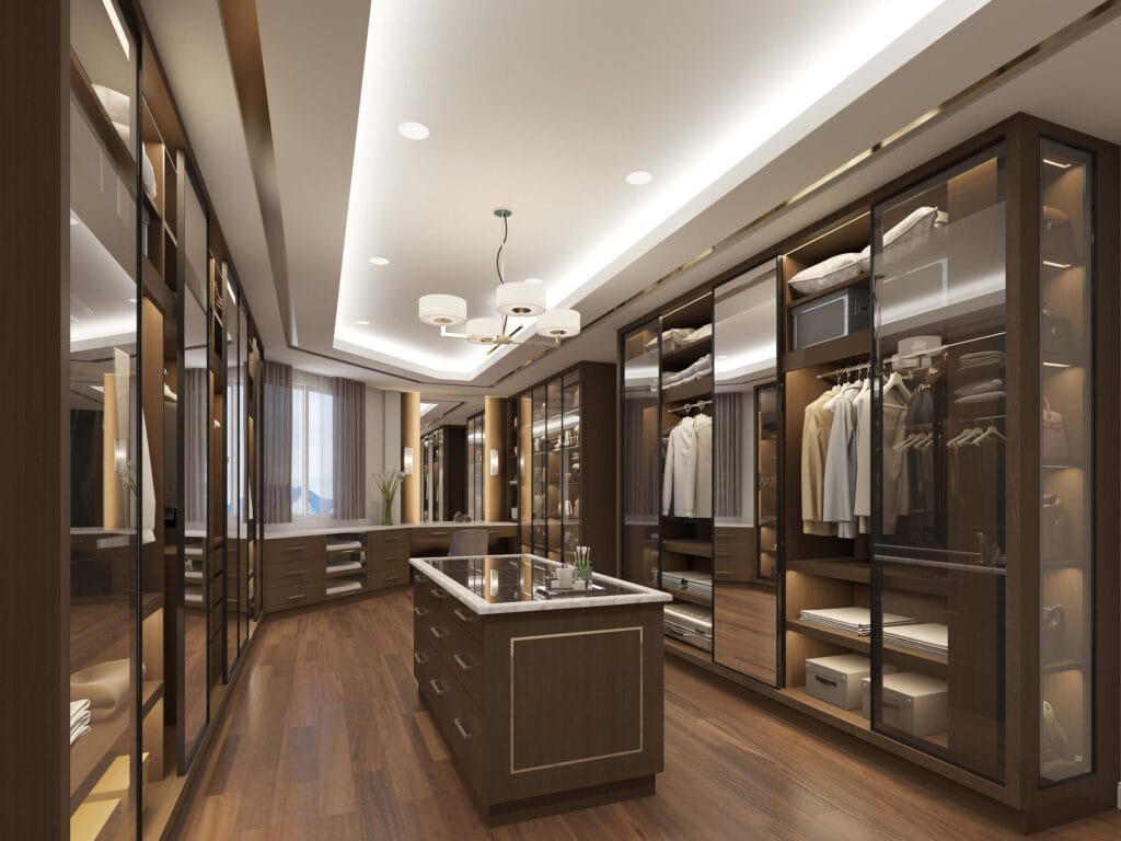 walking closets with lights, doors and much more (1)