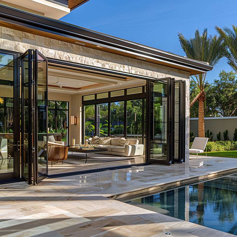 Bi Fold Folding Door Thermal Break Aluminum Sliding Glass Door Modern Home Impact