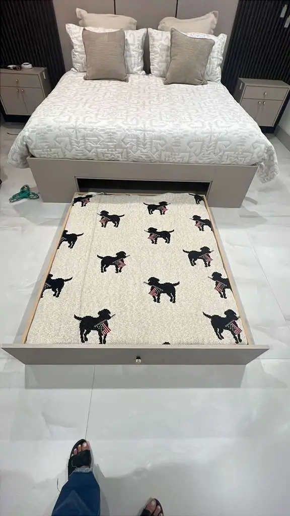custom bed with hidden dog bed
