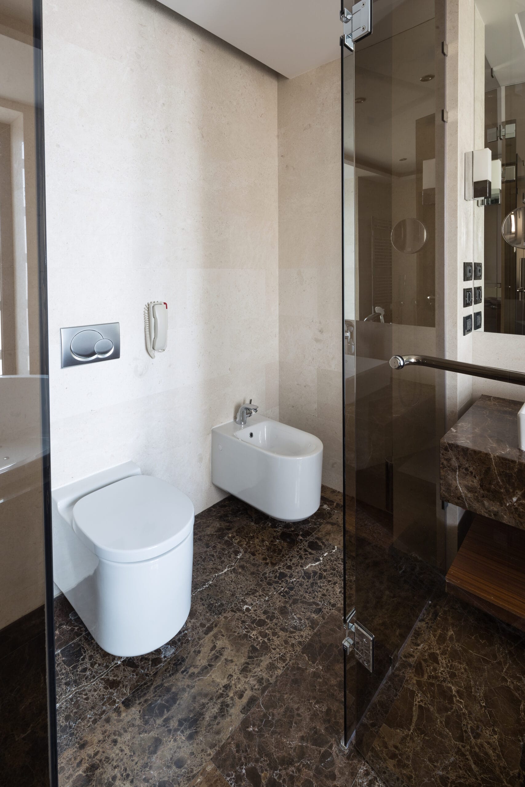 luxury bathroom interior and glass shower bath
